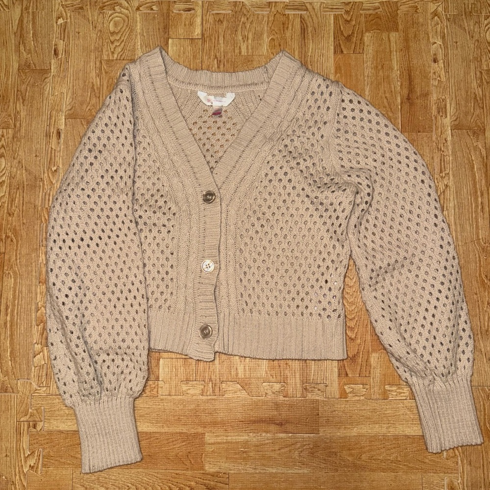 No Boundaries Beige Knit Women's cardigan, Medium
